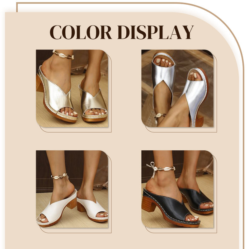 👠Sommerschlussverkauf 50% Rabatt✨Slip-on-Plateau-Sandalen mit klobigem Absatz