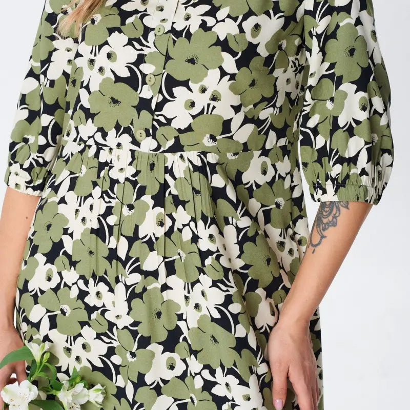 ⏳Begrenzte Zeit 50% Rabatt💥Damen Casual Floral Slim Half Sleeve Kleider