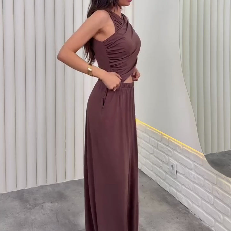 ⏳Begrenzte Zeit 50% Rabatt💖Damen-Set aus Wickelshirt und Hose mit weitem Bein