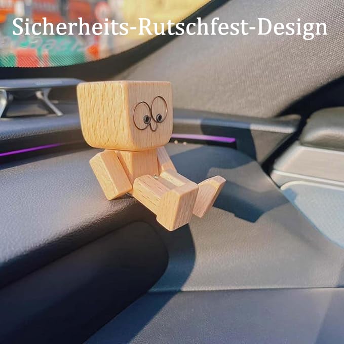 đWippendes HolzmĂ€nnchen Mit WohlfĂŒhl-LĂ€cheln â Kreatives Auto-Duftaccessoire