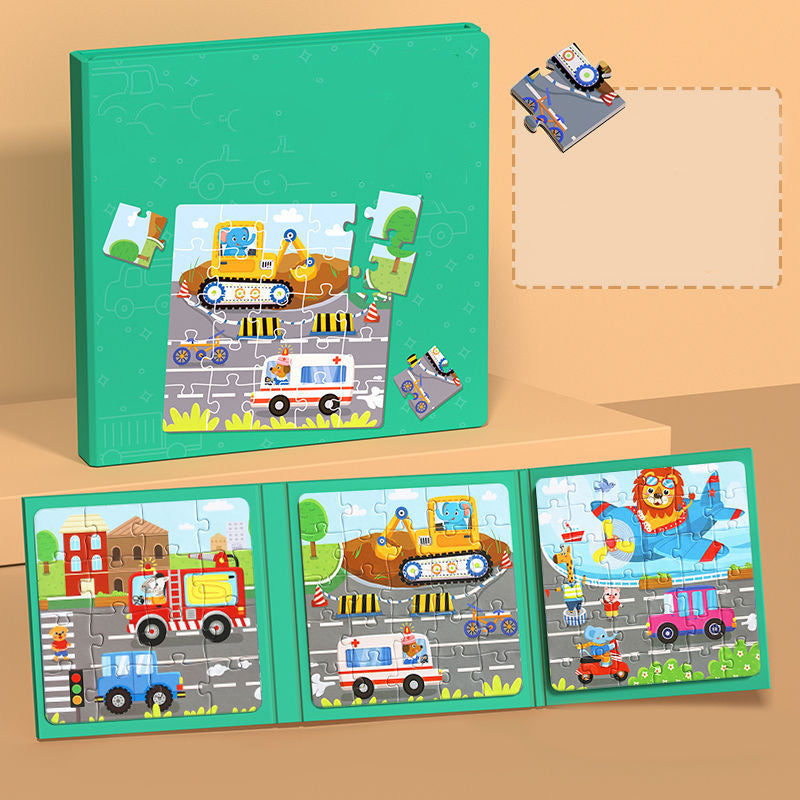 🎁Heißer Verkauf 50 % Rabatt⏳Magnetisches Puzzle-Buch für Kinder(Zoo + Gängige Tiere + Fahrzeuge )