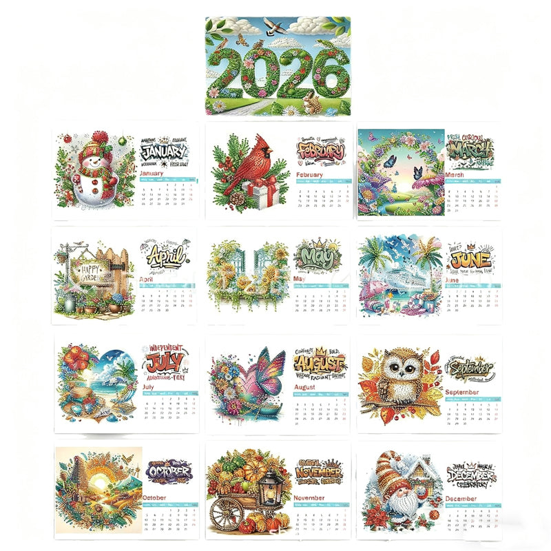 ✨2026 Stehender Tischkalender DIY Diamant-Kunstgemälde🎁