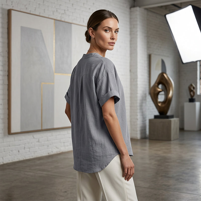 🌸 Frühjahrsverkauf 50% RABATT 👕 Modisches lockeres einfarbiges Kurzarm-Oberteil