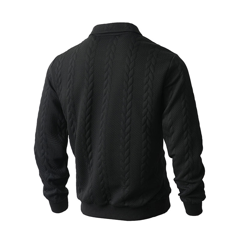 👔🧶 Lässiger Herrenpullover mit Halbreißverschluss – Zopfmuster für Wärme & Stil! Perfekt für Arbeit ✨ und Freizeit 🌿 aus nachhaltiger Baumwolle.