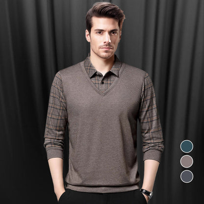 👔Herren Fake Zweiteiler mit Revers Langarm Oberteile🔥