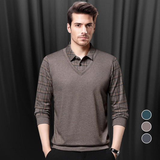👔Herren Fake Zweiteiler mit Revers Langarm Oberteile🔥