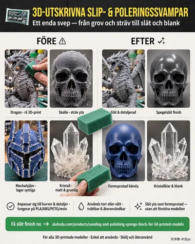 🧽【3D-utskrivna slip- och poleringssvampar】 – Ett enda svep, och lagren försvinner, ytan blir slät och modellen ser ut som om den vore formsprutad! ✨