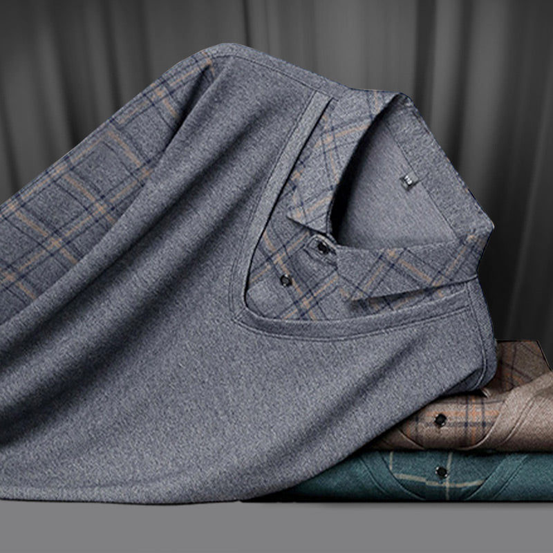👔Herren Fake Zweiteiler mit Revers Langarm Oberteile🔥