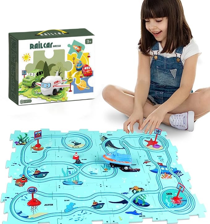 🚗🧩Kinder Lernspielzeug Puzzle-Autobahn-Spielset🧩