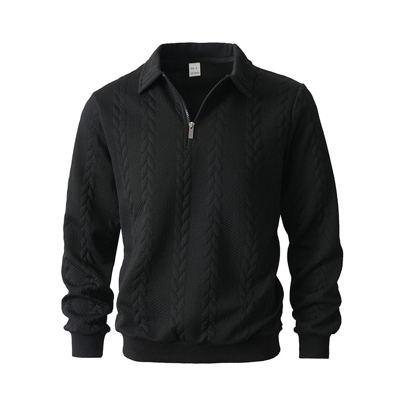 👔🧶 Lässiger Herrenpullover mit Halbreißverschluss – Zopfmuster für Wärme & Stil! Perfekt für Arbeit ✨ und Freizeit 🌿 aus nachhaltiger Baumwolle.