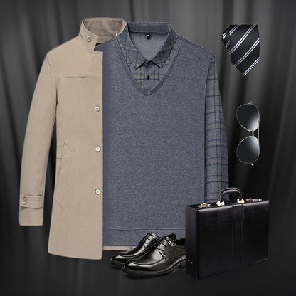 👔Herren Fake Zweiteiler mit Revers Langarm Oberteile🔥