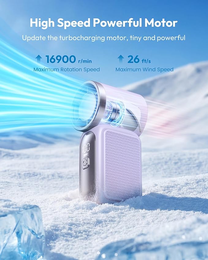 🌀Nur 9.99€ diesen Sommer!!!💨Mini-Handventilator mit LED-Anzeige –👍5-stufiger Turbo-Ventilator im Taschenformat.✨Über USB aufladbar, schnelle Kühlung für Reisen und beim Schminken. Das perfekte Geschenk.  Tragbare Kühlung