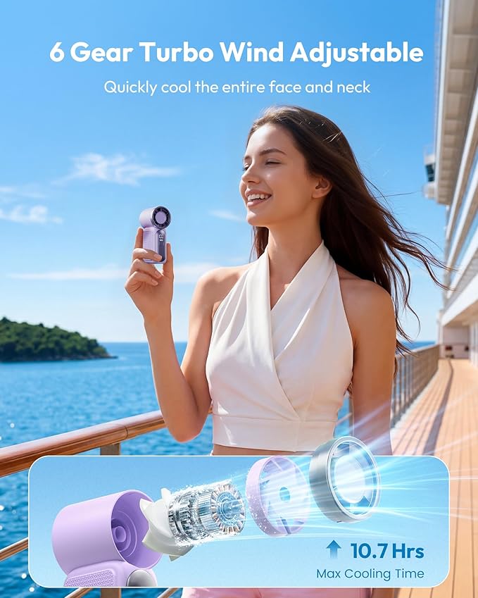 🌀Nur 9.99€ diesen Sommer!!!💨Mini-Handventilator mit LED-Anzeige –👍5-stufiger Turbo-Ventilator im Taschenformat.✨Über USB aufladbar, schnelle Kühlung für Reisen und beim Schminken. Das perfekte Geschenk.  Tragbare Kühlung
