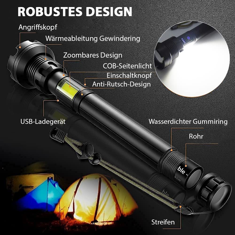 🔦50 % Rabatt! 🎉 Wiederaufladbare Taschenlampe mit 90.000 Lumen – Extrem hell, wasserdicht und mit langer Akkulaufzeit 📦
