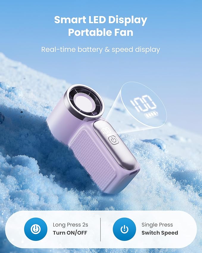 🌀Nur 9.99€ diesen Sommer!!!💨Mini-Handventilator mit LED-Anzeige –👍5-stufiger Turbo-Ventilator im Taschenformat.✨Über USB aufladbar, schnelle Kühlung für Reisen und beim Schminken. Das perfekte Geschenk.  Tragbare Kühlung