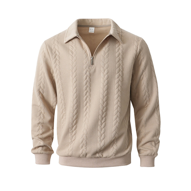 👔🧶 Lässiger Herrenpullover mit Halbreißverschluss – Zopfmuster für Wärme & Stil! Perfekt für Arbeit ✨ und Freizeit 🌿 aus nachhaltiger Baumwolle.