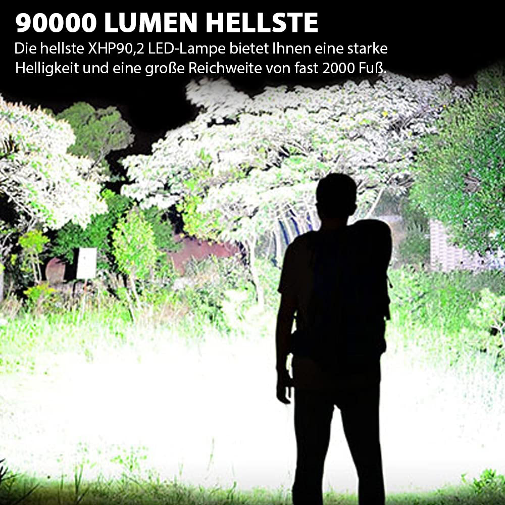 🔦50 % Rabatt! 🎉 Wiederaufladbare Taschenlampe mit 90.000 Lumen – Extrem hell, wasserdicht und mit langer Akkulaufzeit 📦