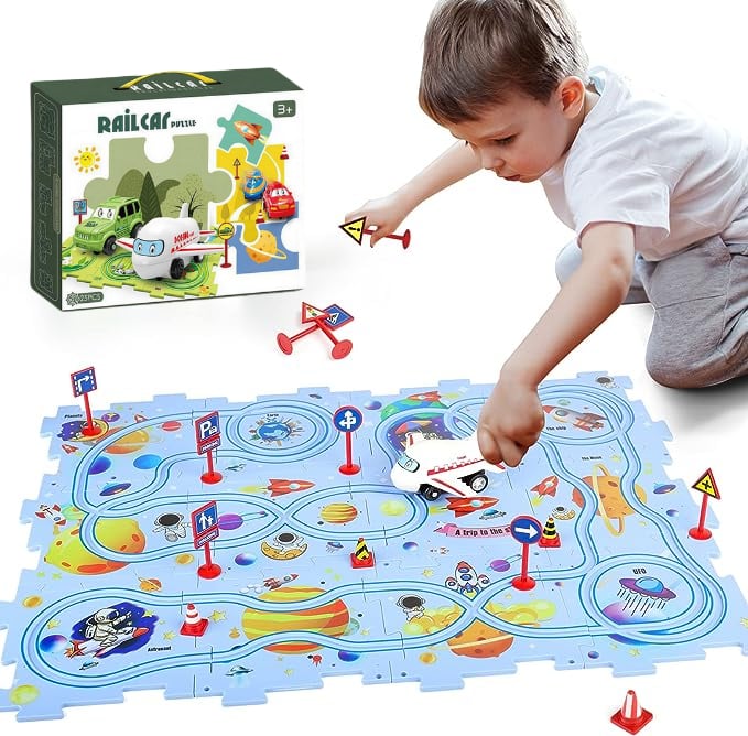 🚗🧩Kinder Lernspielzeug Puzzle-Autobahn-Spielset🧩