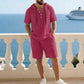 Hochwertiges Sommer-Zweiteiler-Set für Herren | Lässiges Kurzarmhemd + Shorts