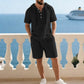 Hochwertiges Sommer-Zweiteiler-Set für Herren | Lässiges Kurzarmhemd + Shorts