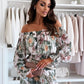 🌷57% RABATT❤️‍🔥Zweiteiliges Set mit Blumenmuster: Off-Shoulder-Bluse & Maxirock