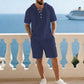 Hochwertiges Sommer-Zweiteiler-Set für Herren | Lässiges Kurzarmhemd + Shorts