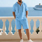 Hochwertiges Sommer-Zweiteiler-Set für Herren | Lässiges Kurzarmhemd + Shorts