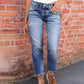Modische Slim-Fit-Jeans im Used-Look für Damen