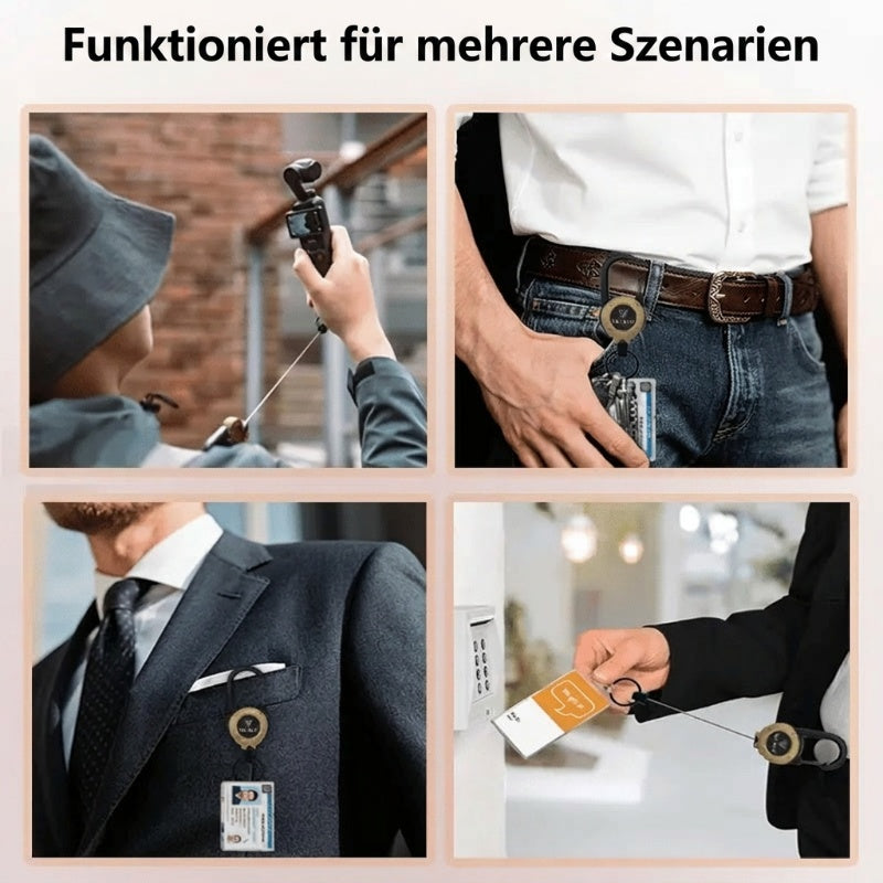 3-in-1 Multifunktions-Schlüsselanhänger mit Karabiner und ausziehbarem Jojo