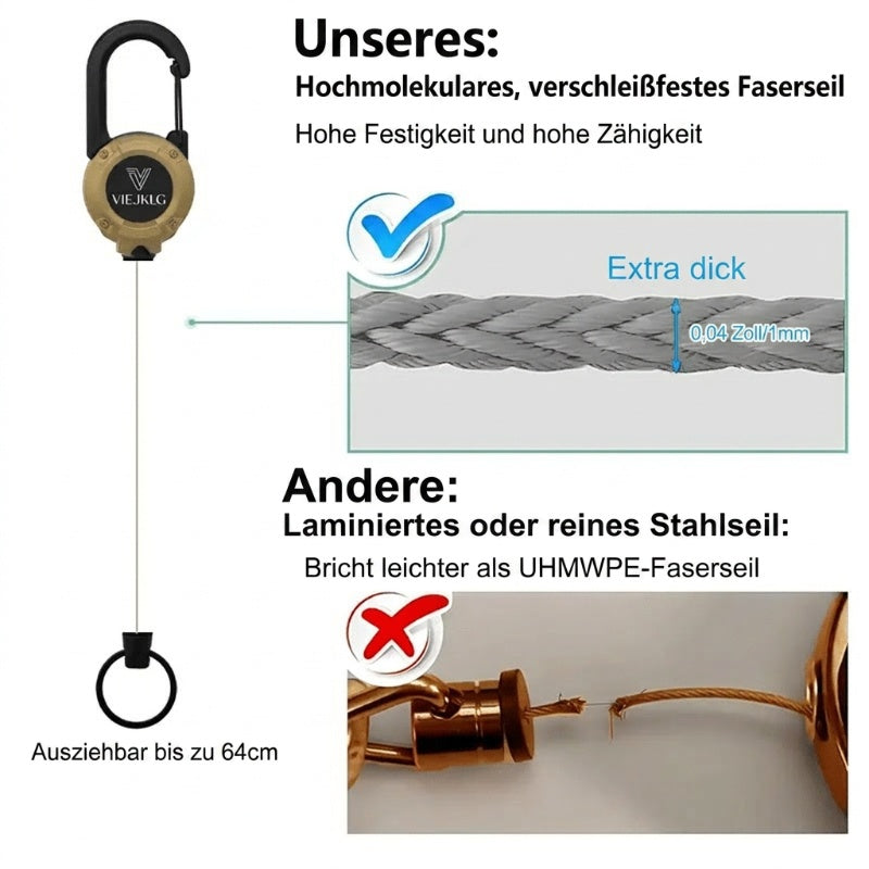 3-in-1 Multifunktions-Schlüsselanhänger mit Karabiner und ausziehbarem Jojo