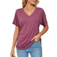 💕Hot Promotion- bis zu 50% Rabatt 🌷V-Hals Feste Farbe Lose Damen Tops