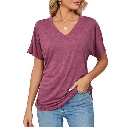 💕Hot Promotion- bis zu 50% Rabatt 🌷V-Hals Feste Farbe Lose Damen Tops