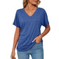 💕Hot Promotion- bis zu 50% Rabatt 🌷V-Hals Feste Farbe Lose Damen Tops