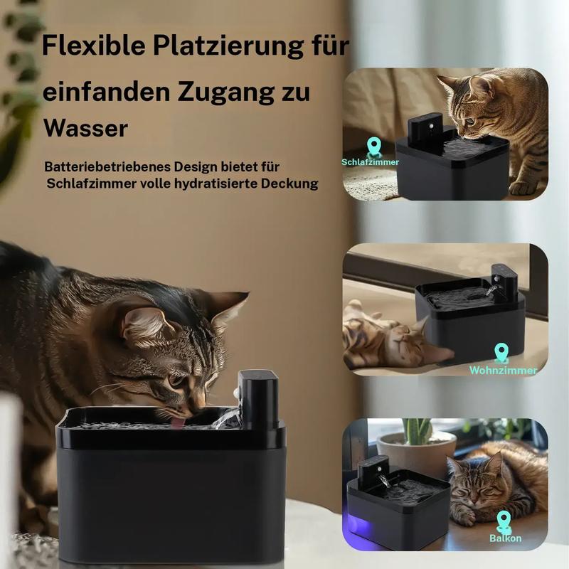 🎁Automatischer Katzenbrunnen 2,2 L batteriebetriebener Trinkbrunnen für Haustiere mit Bewegungssensor, kabelloses, geräuschloses Design für Hunde und Katzen #TOP-AUSWAHL