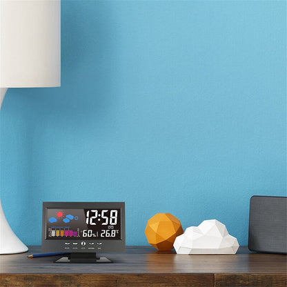 🔥bestes Geschenk-50% Rabatt🔥Digitaler LED-Temperatur- und Luftfeuchtigkeitsmonitor, Wettervorhersage, LED-Tischwecker