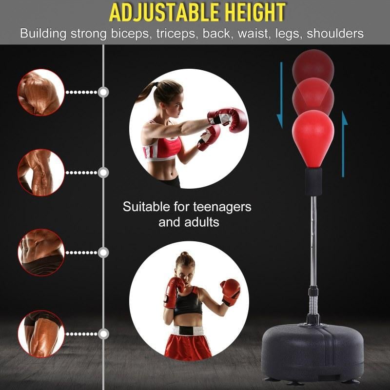 💎 50% RABATT! 💎Hochwertiger Box-Speedball mit Ständer – höhenverstellbar für Jugendliche und Erwachsene – 360°-Rückprall für Stressabbau und Fitness – ideal für den Heimgebrauch in Schlafzimmern, Wohnzimmern und Gärten
