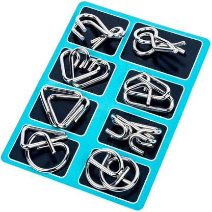 🧠Metall Puzzle Ring achtteilig blaue Version Denksportaufgaben🔗