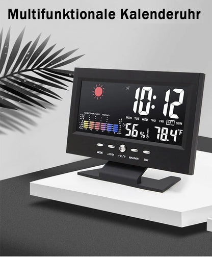 🔥bestes Geschenk-50% Rabatt🔥Digitaler LED-Temperatur- und Luftfeuchtigkeitsmonitor, Wettervorhersage, LED-Tischwecker