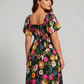 ⏰Sommer Heißer Verkauf 💃Geblümtes Smock-Kleid mit eckigem Ausschnitt und Taschen