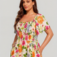 ⏰Sommer Heißer Verkauf 💃Geblümtes Smock-Kleid mit eckigem Ausschnitt und Taschen