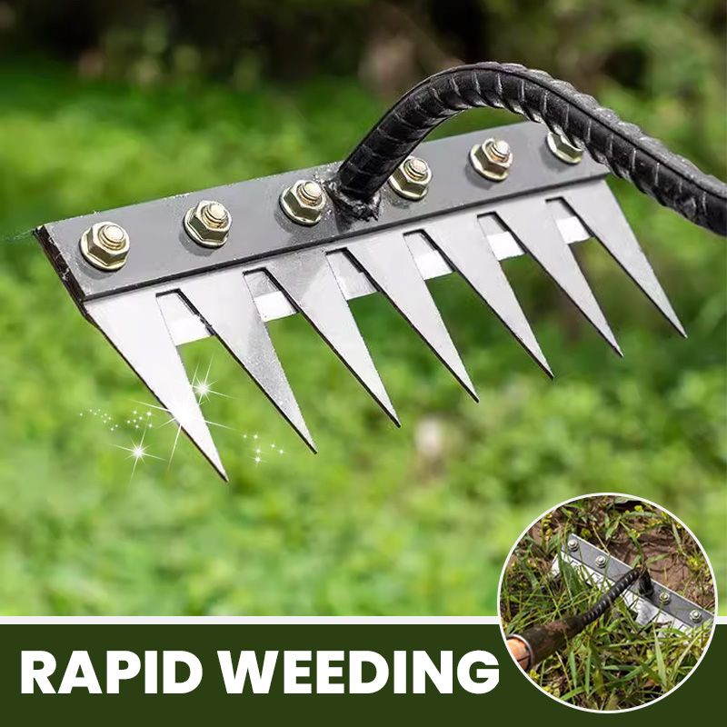 🌿 JETZT 50 % RABATT! 🧤 5/6/7/8 Unkrautrechen mit Gartenzähnen aus Karbonstahl – Langlebig, Ergonomischer Griff & Effizientes Jäten 🌱