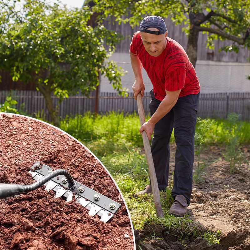 🌿 JETZT 50 % RABATT! 🧤 5/6/7/8 Unkrautrechen mit Gartenzähnen aus Karbonstahl – Langlebig, Ergonomischer Griff & Effizientes Jäten 🌱