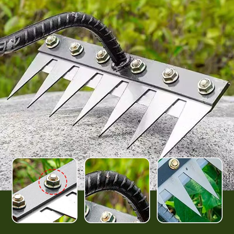 🌿 JETZT 50 % RABATT! 🧤 5/6/7/8 Unkrautrechen mit Gartenzähnen aus Karbonstahl – Langlebig, Ergonomischer Griff & Effizientes Jäten 🌱