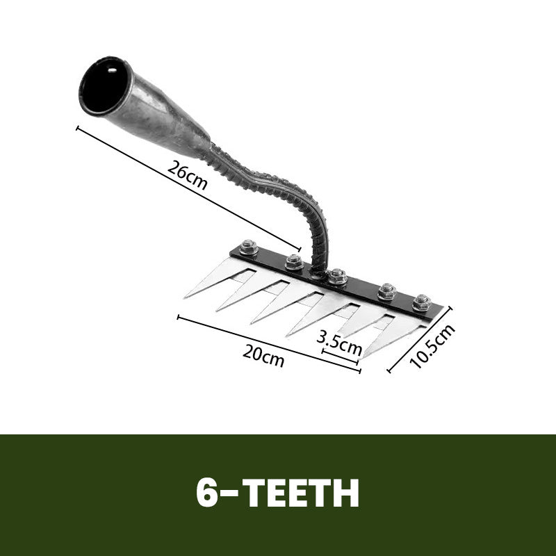 🌿 JETZT 50 % RABATT! 🧤 5/6/7/8 Unkrautrechen mit Gartenzähnen aus Karbonstahl – Langlebig, Ergonomischer Griff & Effizientes Jäten 🌱
