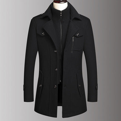 🎁Kostenloser Versand🔥😎Herren Business-Wollmantel Mode Doppelkragen Mittel- und Langwollmantel
