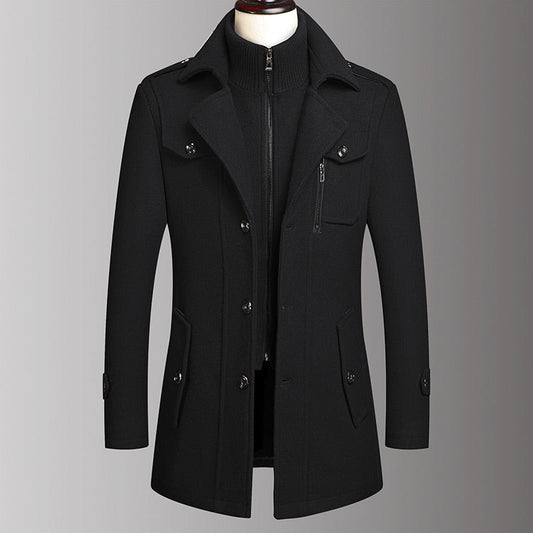 🎁Kostenloser Versand🔥😎Herren Business-Wollmantel Mode Doppelkragen Mittel- und Langwollmantel