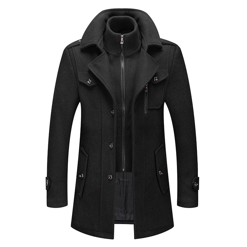 🎁Kostenloser Versand🔥😎Herren Business-Wollmantel Mode Doppelkragen Mittel- und Langwollmantel