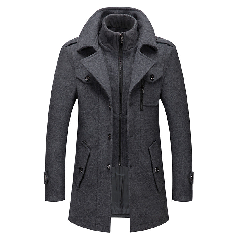 🎁Kostenloser Versand🔥😎Herren Business-Wollmantel Mode Doppelkragen Mittel- und Langwollmantel