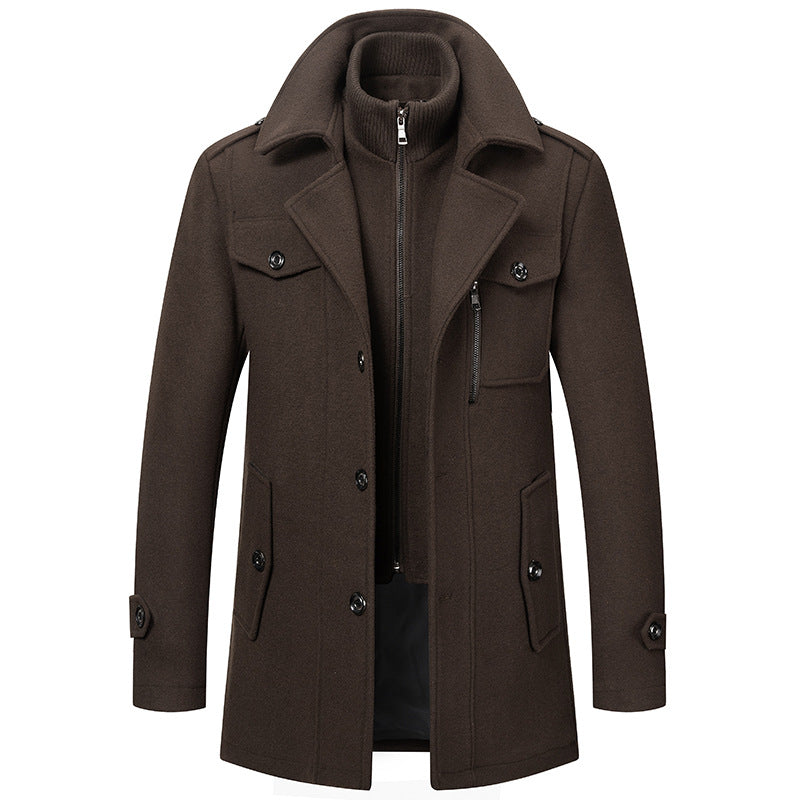 🎁Kostenloser Versand🔥😎Herren Business-Wollmantel Mode Doppelkragen Mittel- und Langwollmantel