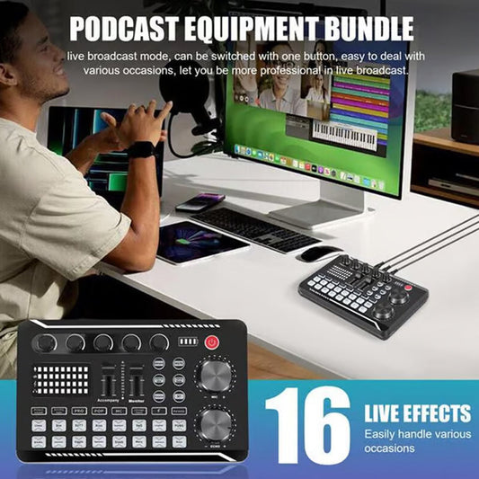 🎤🎛️ F998 Pro Live-Soundkarte & Audio-Mixer – DJ-Effekte, Stimmverzerrer für Karaoke 🎚️🎭 Streamen & Gaming mit Studioqualität. Präzise Regie, langlebiges Design